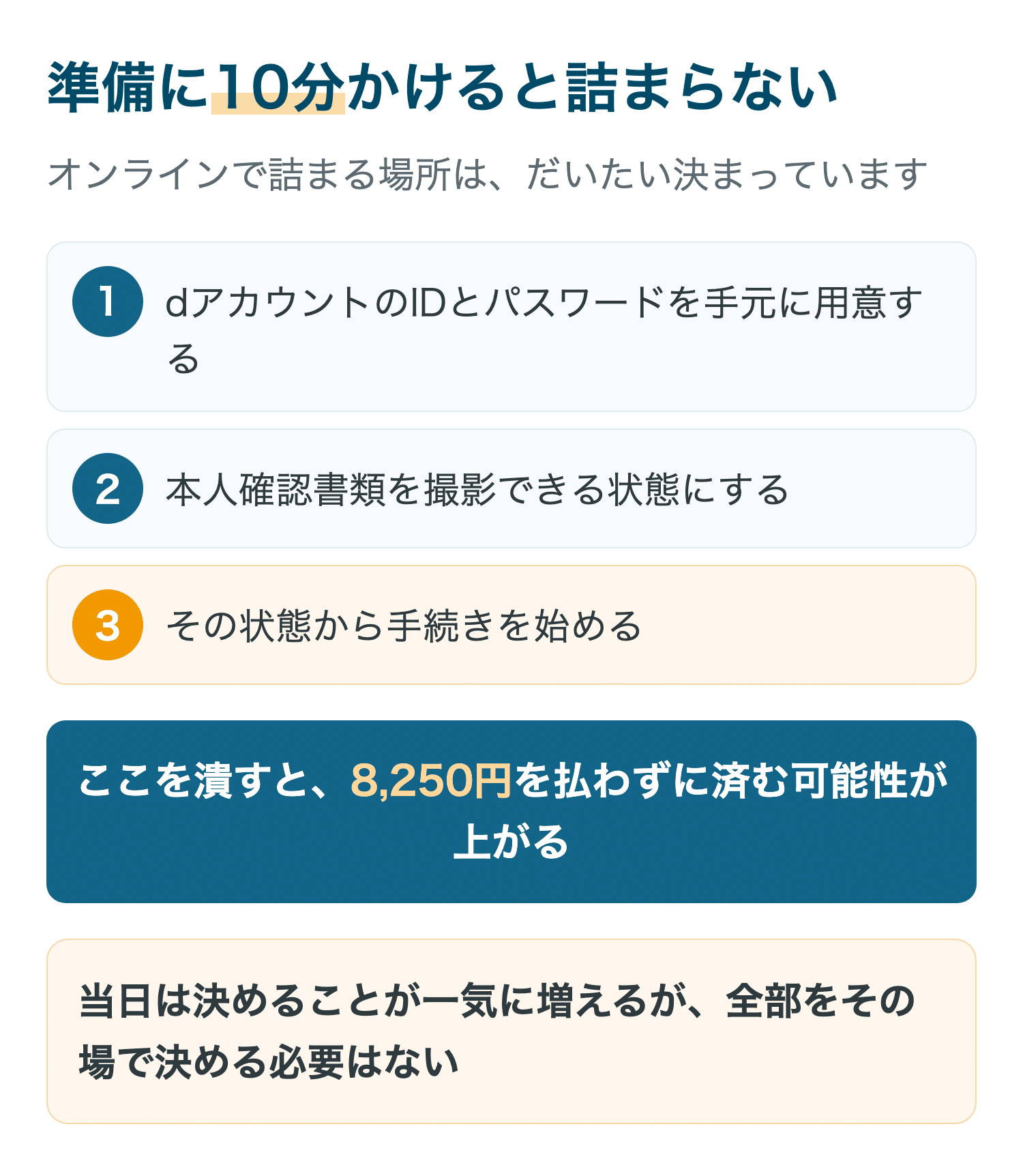 準備に10分かけると詰まらない
