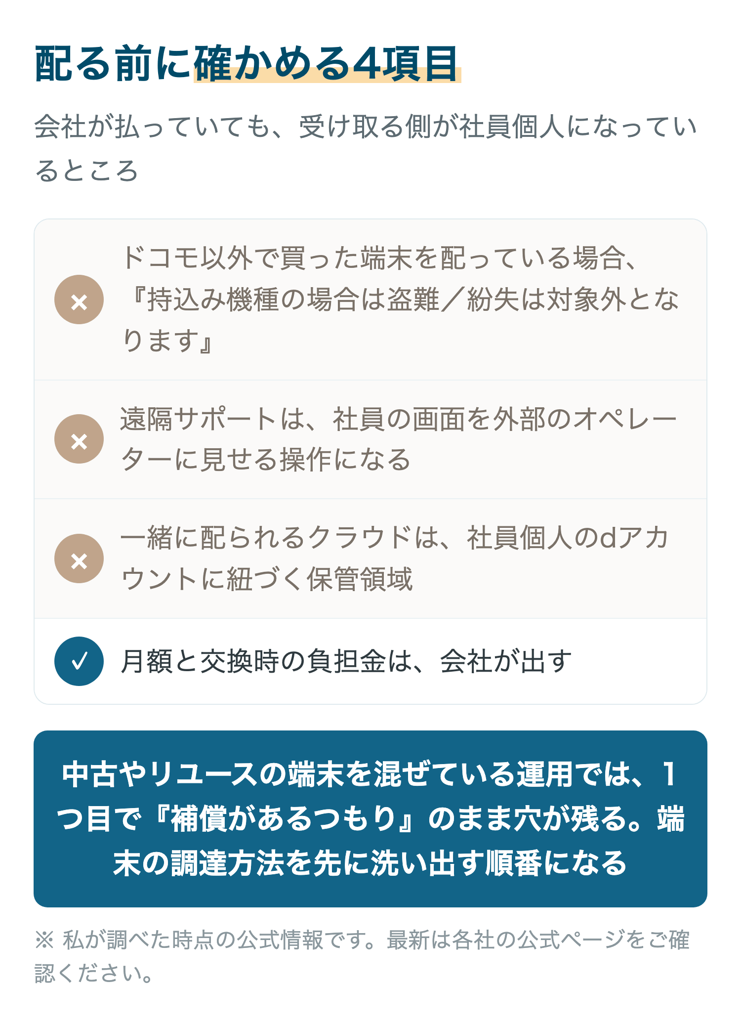 配る前に確かめる4項目