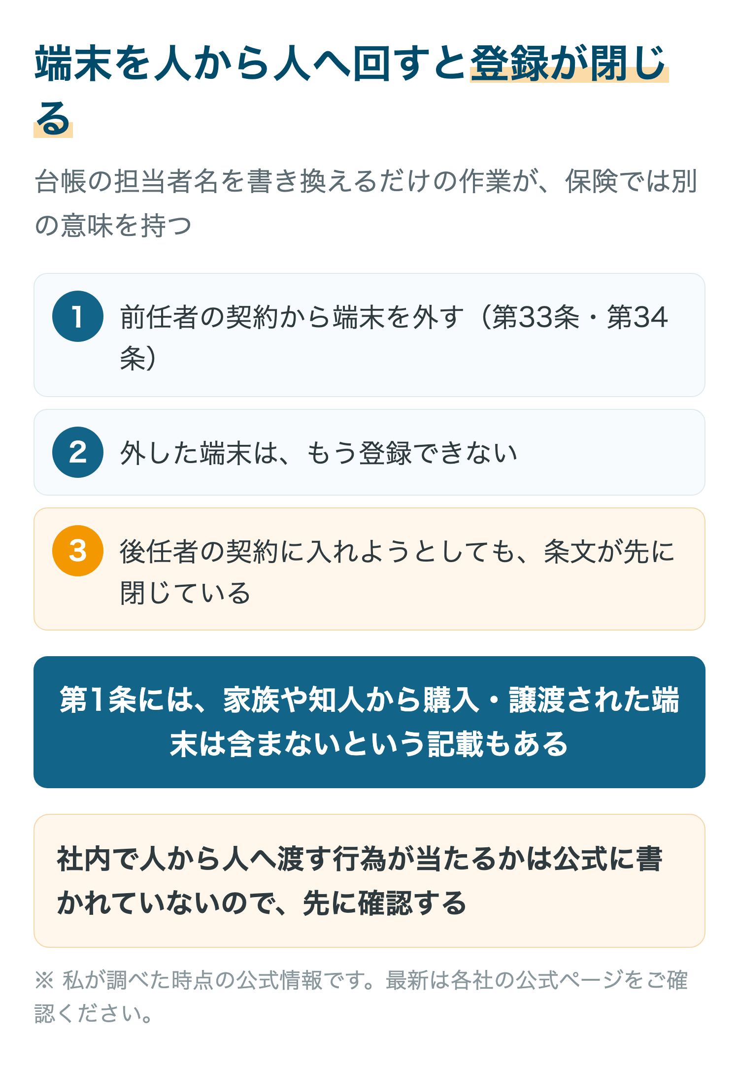 端末を人から人へ回すと登録が閉じる
