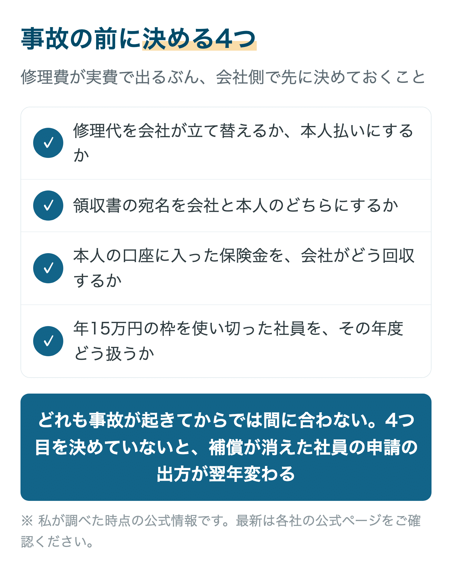 事故の前に決める4つ