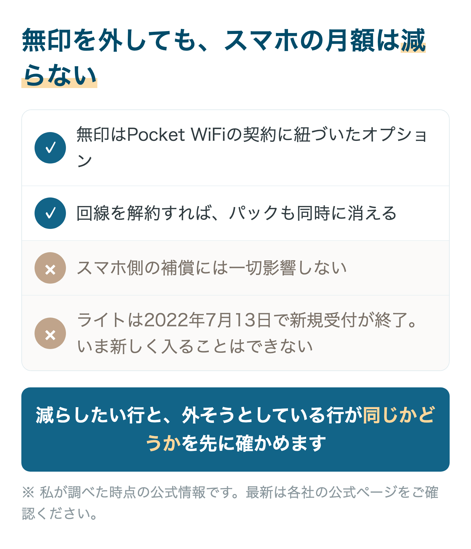 無印を外しても、スマホの月額は減らない