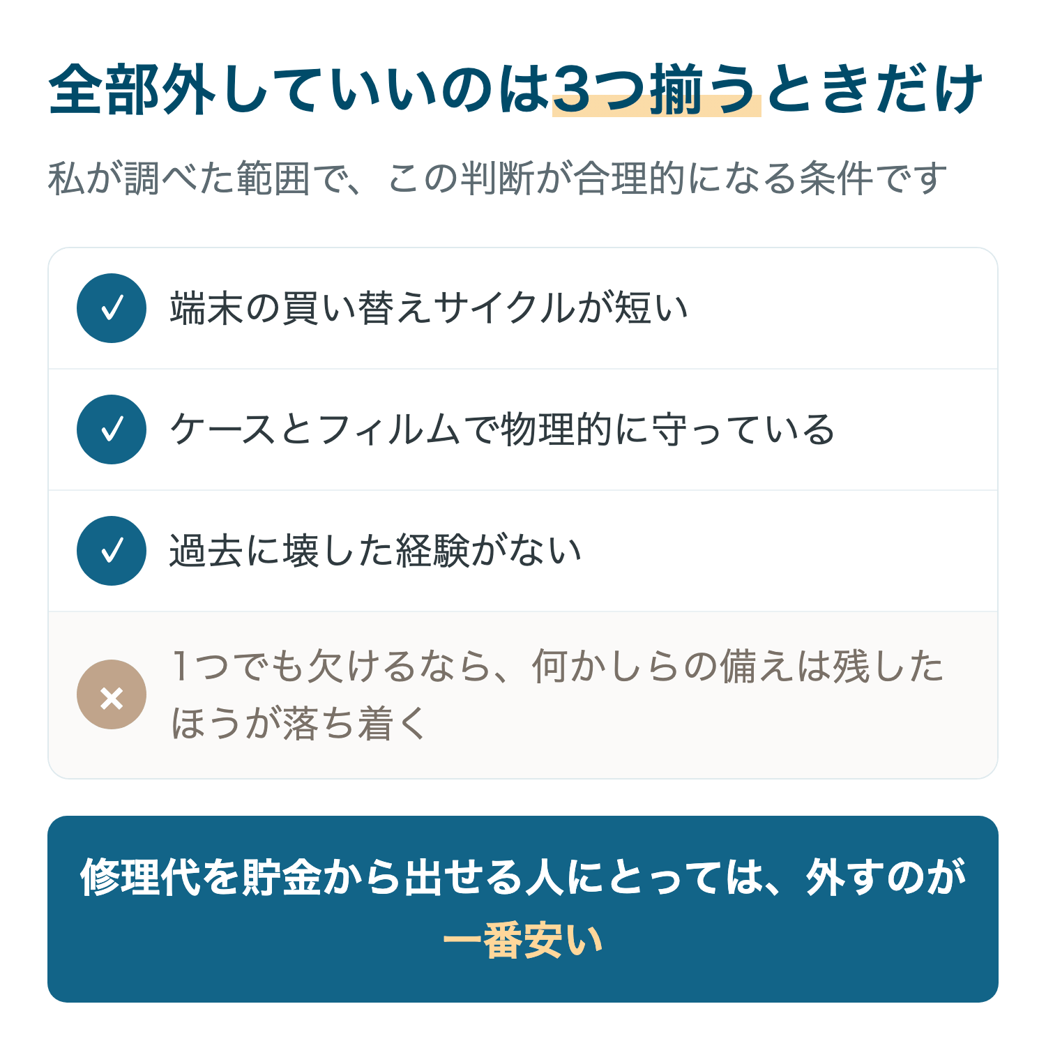 全部外していいのは3つ揃うときだけ