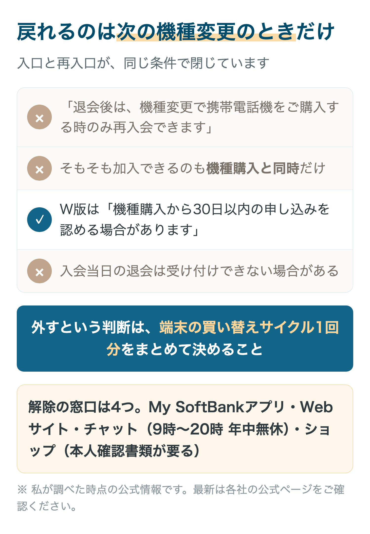 戻れるのは次の機種変更のときだけ
